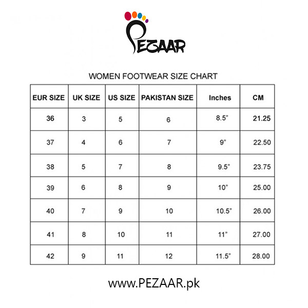 womens chappal size chart